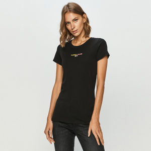 Tommy Jeans dámské černé tričko Flag - XL (BDS)